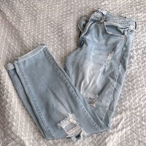 Women's Light Blue Distressed Jeans